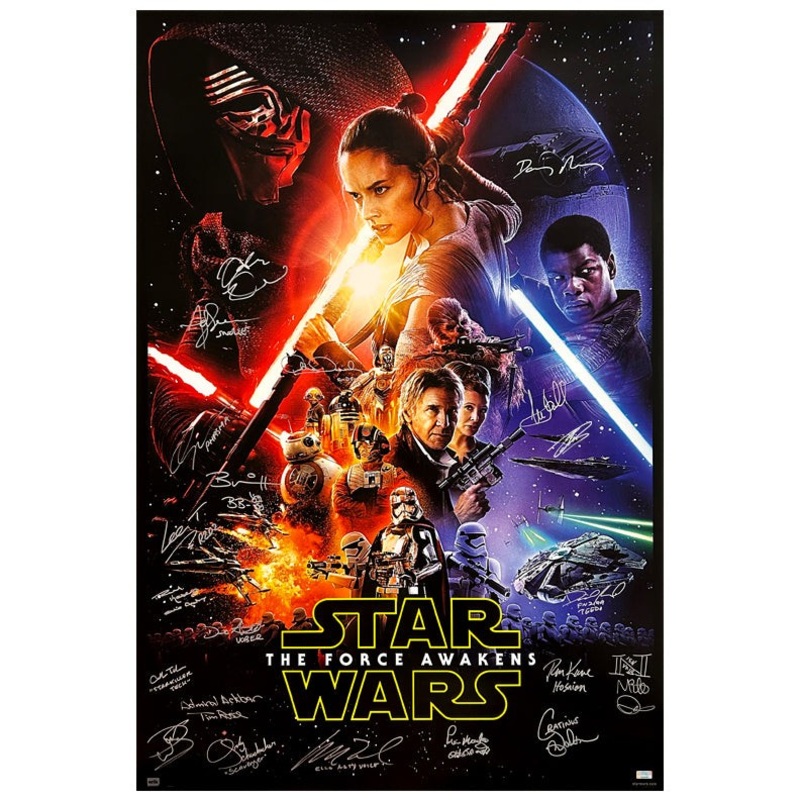 Star Wars Cast Autographed 2015 The Force Awakens 27×40 Movie Poster * 21 Autos!