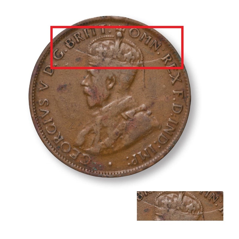 1926 Halfpenny Half Moon Die Crack W/ Normal Pair VG