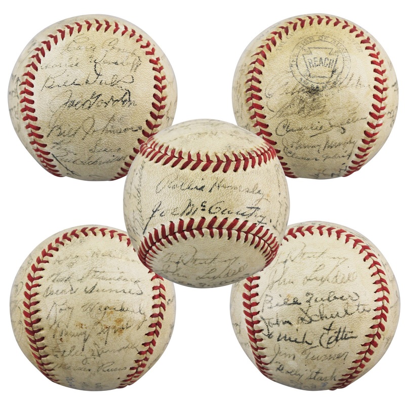 1943 Yankees (28) Dickey, Gordon, McCarthy +25 Signed Oal Baseball BAS #AE13372