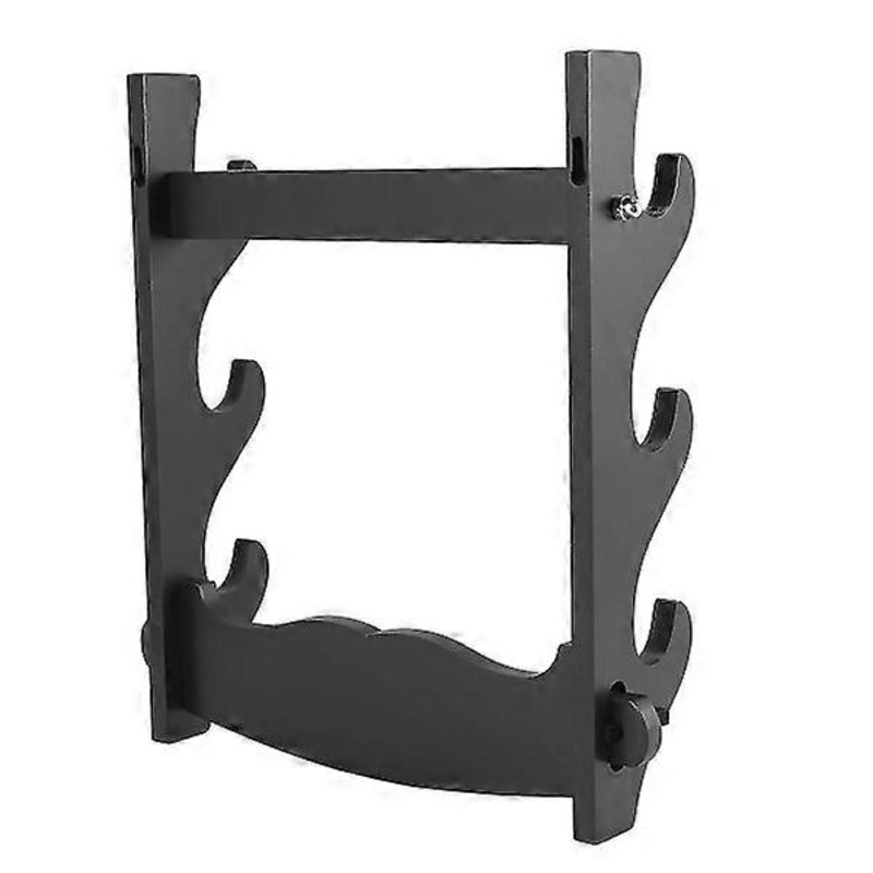 3-Tier Wall Mounted Samurai Sword Katana Holder Stand Hanger Bracket Rack Display Black