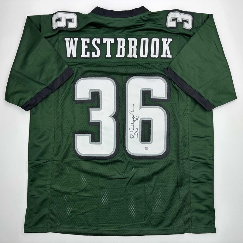 Autographed/Signed Brian Westbrook Philadelphia Green Jersey PSA/DNA COA