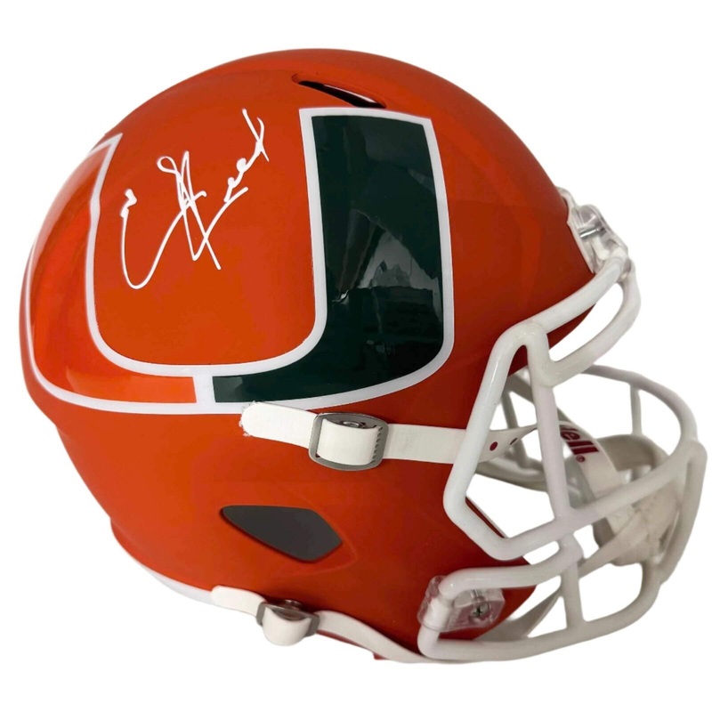 Autographed/Signed Ed Reed Miami Full Size FS F/S Speed Replica Helmet BAS COA