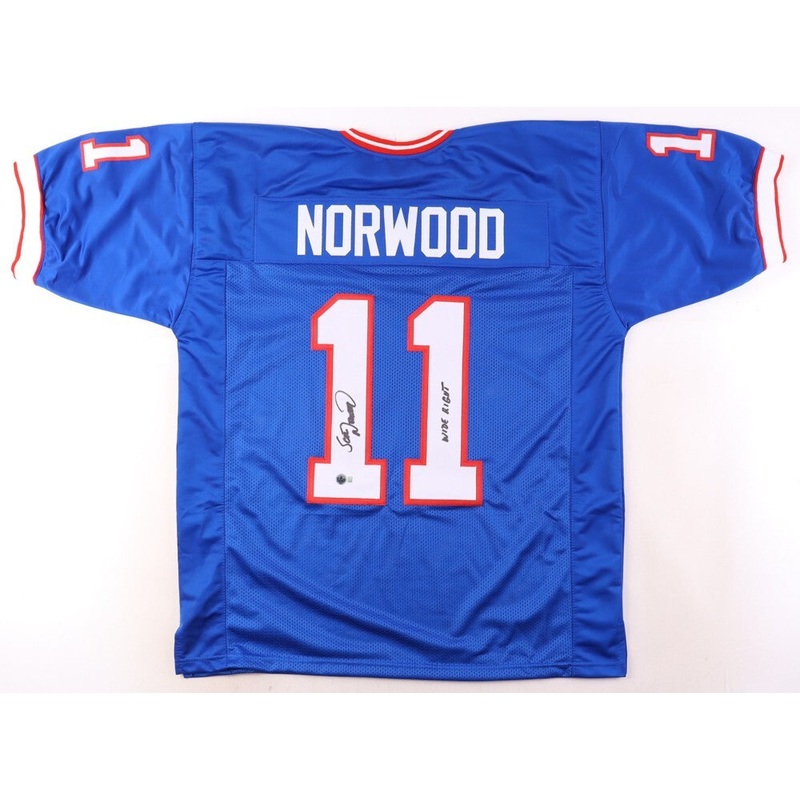 Scott Norwood Signed Buffalo Bills Jersey Inscribed Wide Right (Beckett) P.K.