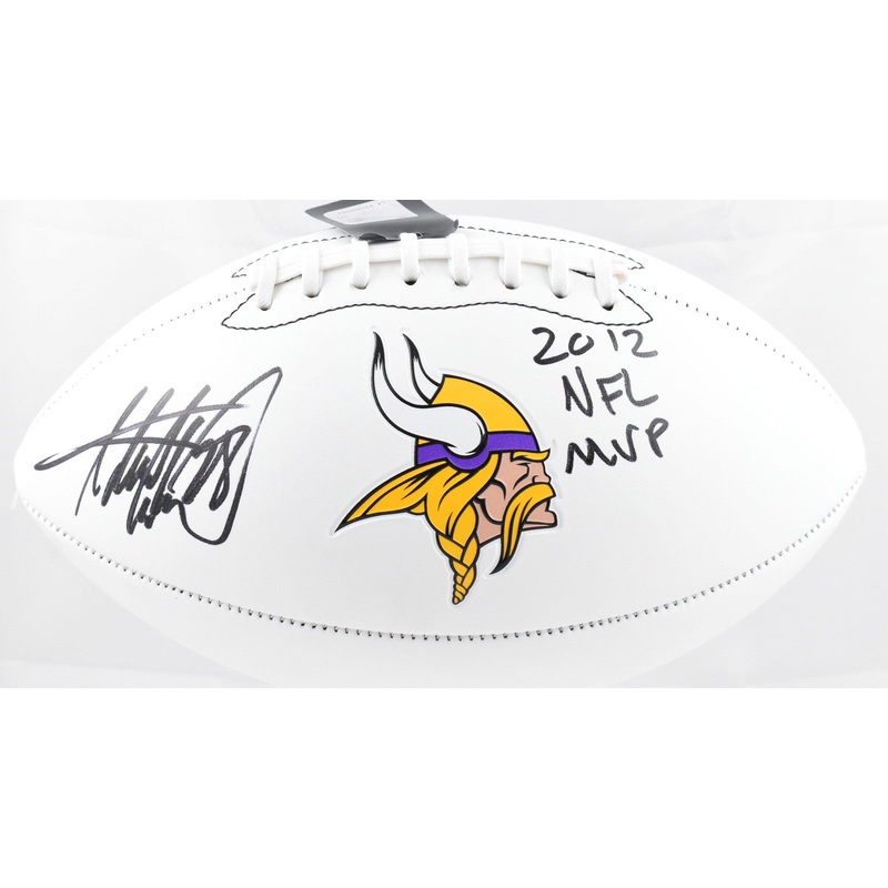 Adrian Peterson Autographed Vikings Logo Football MVP – Beckett W Hologram