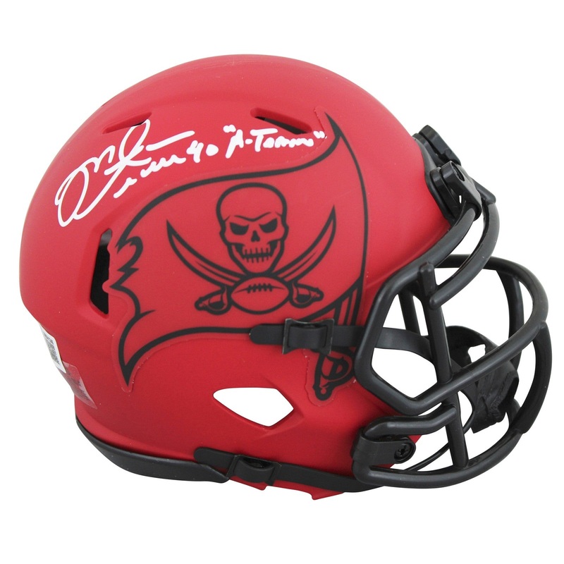 Buccaneers Mike Alstott A-Train Signed Rave Speed Mini Helmet BAS Witnessed