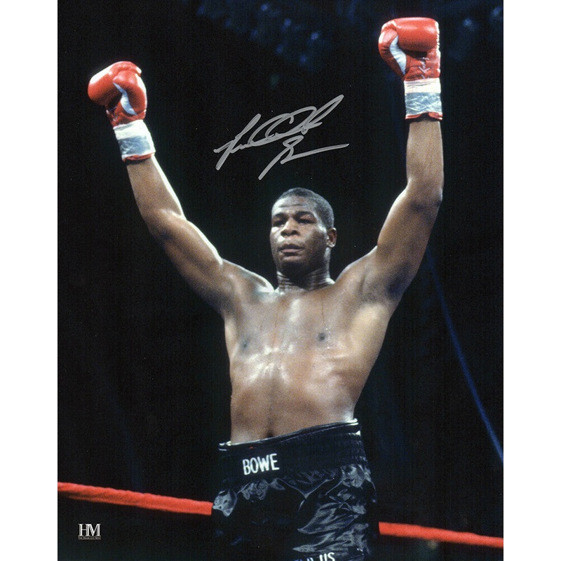 Riddick Bowe Signed Boxing Arms Raised 8×10 Photo – (SCHWARTZ SPORTS COA)