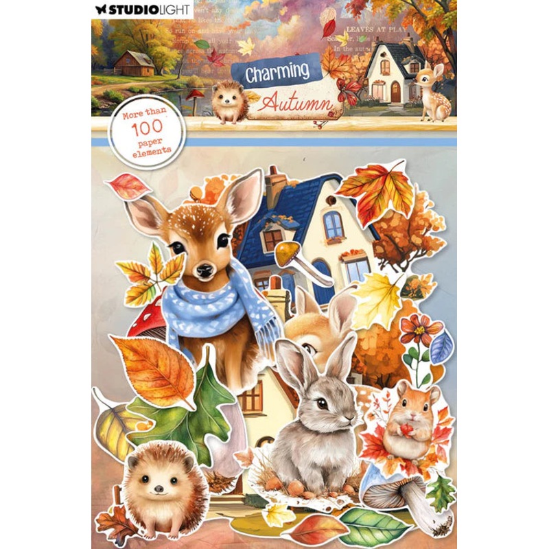 Studio Light Paper Elements Leaves, Animals & Houses Charming Autumn 108 Pieces
