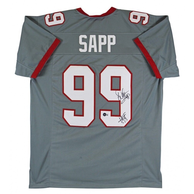 Warren Sapp Signed Tampa Bay Buccaneers Charcoal Throwback Jersey (Beckett) DT
