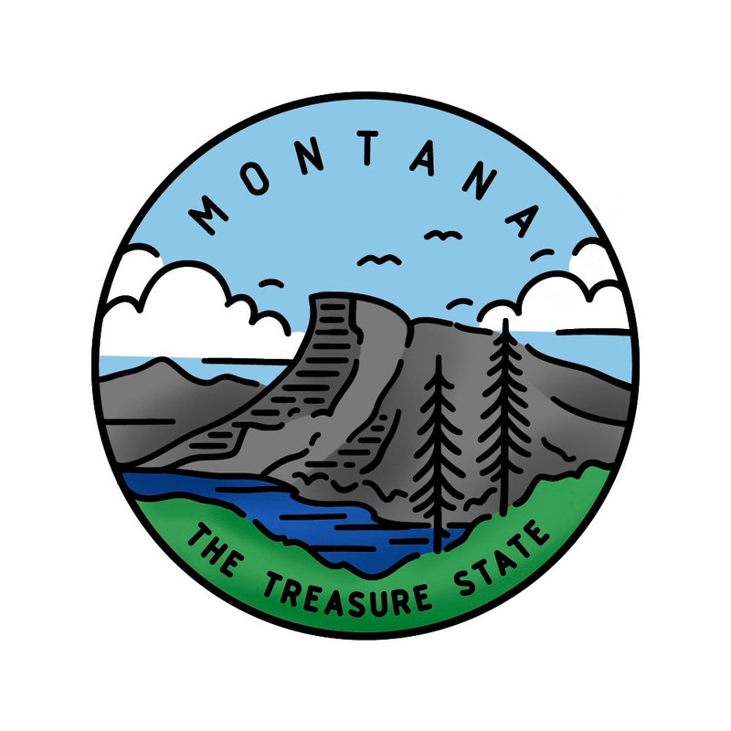 50 States Circles – 2×2 Stamp Set – Montana