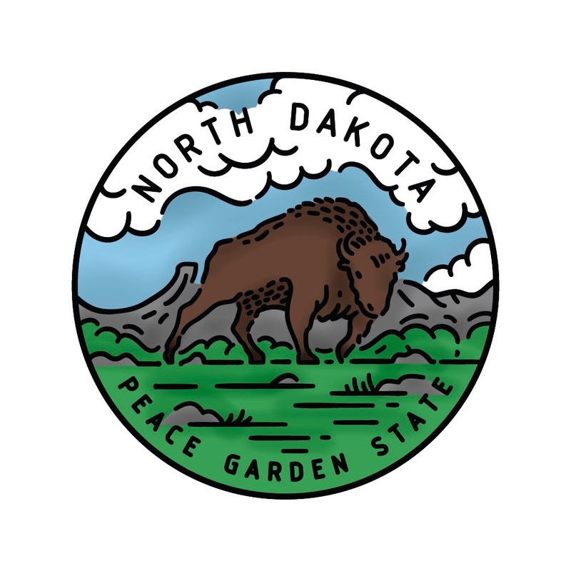 50 States Circles – 2×2 Stamp Set – North Dakota
