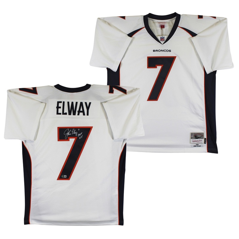 Broncos John Elway HOF 04 Authentic Signed White 1998 M&N TB Jersey BAS Wit