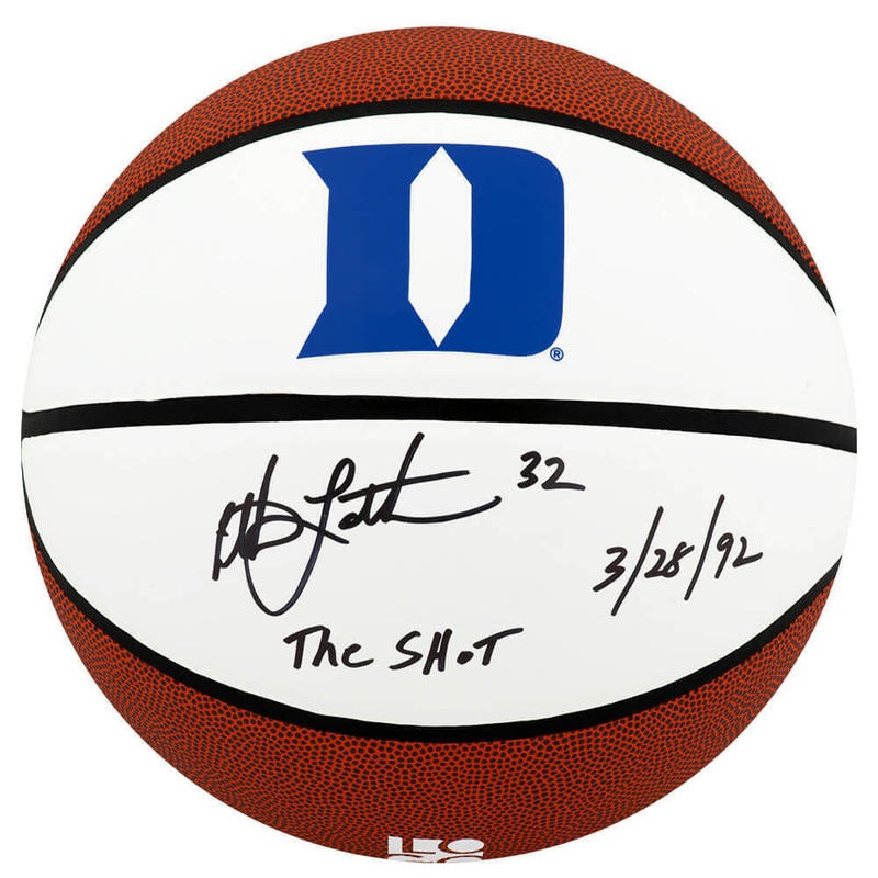 Christian Laettner Signed Duke Logo Brands White Basketball w/The Shot- CSS LIVE