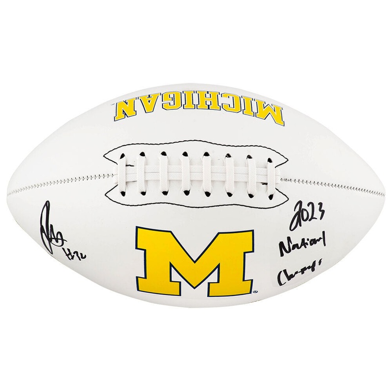 Jaylen Harrell Signed Michigan Logo Brand White Football w/Nat’l Champs (SS COA)