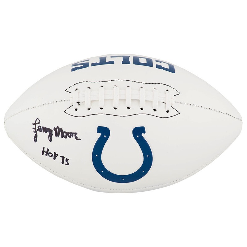 Lenny Moore Signed Colts Franklin Full Size White Logo Football w/HOF – (SS COA)