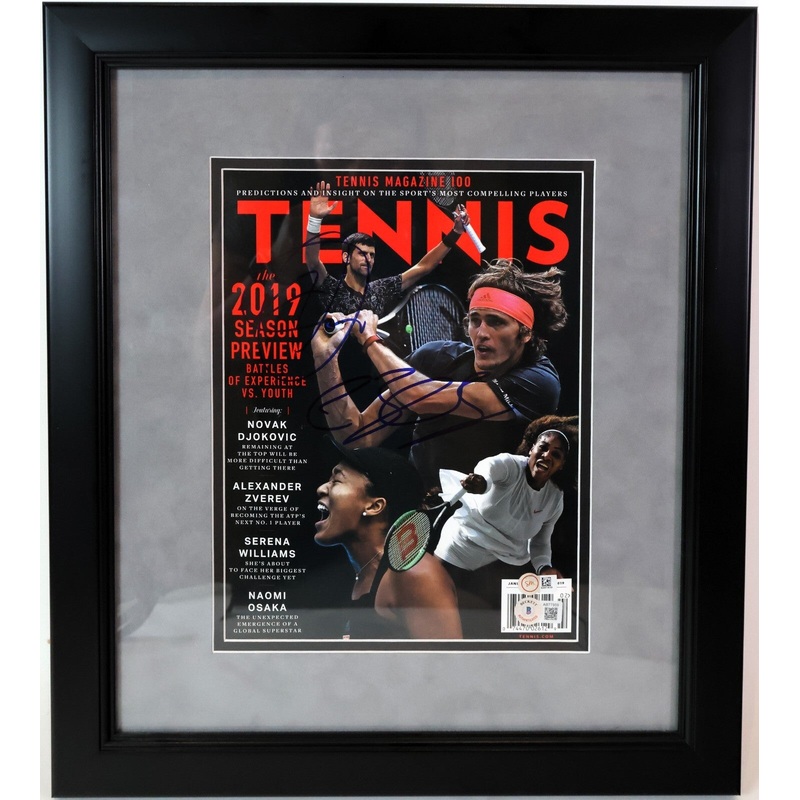 Novak Djokovic & Alexander Zverev Autographed Tennis Magazine 100 Framed BAS