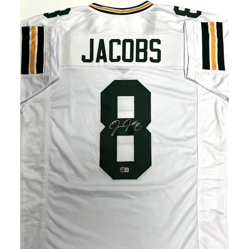 Packers Running Back JOSH JACOBS Signed Custom Replica White Jersey AUTO – BAS
