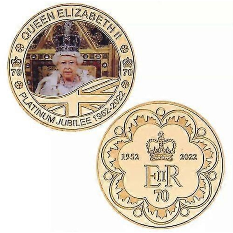Queen Elizabeth Ii Platinum Jubilee Gold Plated Commemorative Coins / Medals Set
