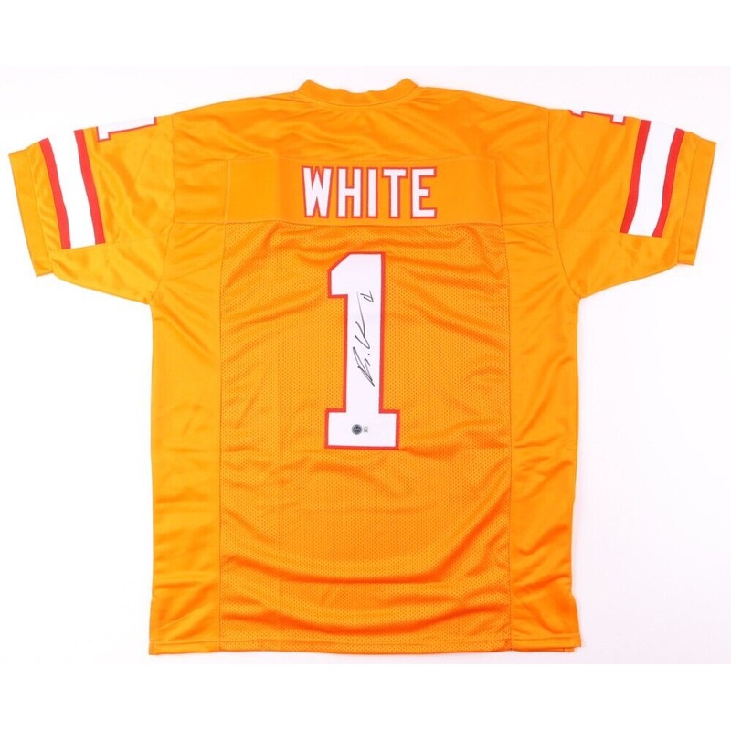Rachaad White Signed Tampa Bay Buccaneers Creamsicle Throwback Jersey (Beckett)