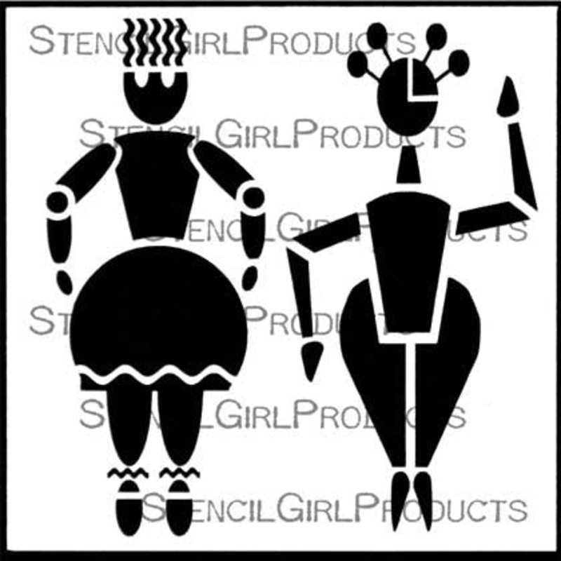 StencilGirl Products Kunst Puppen – Two Females