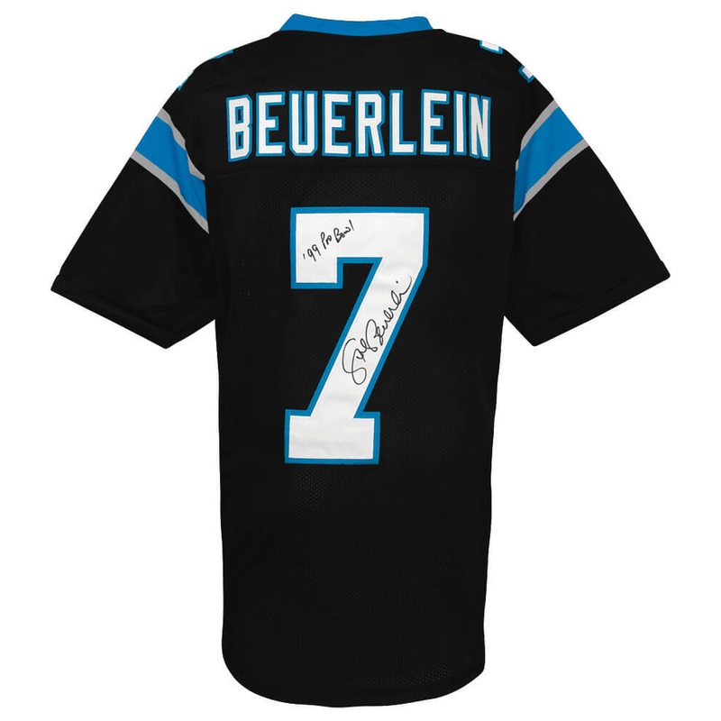 Steve Beuerlein Signed Black Custom Football Jersey w/Pro Bowl – (SCHWARTZ COA)