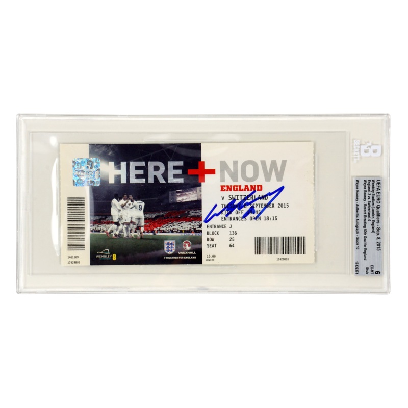 Wayne Rooney Signed 2015 Record 50th Goal For England Match Ticket – BGS 6