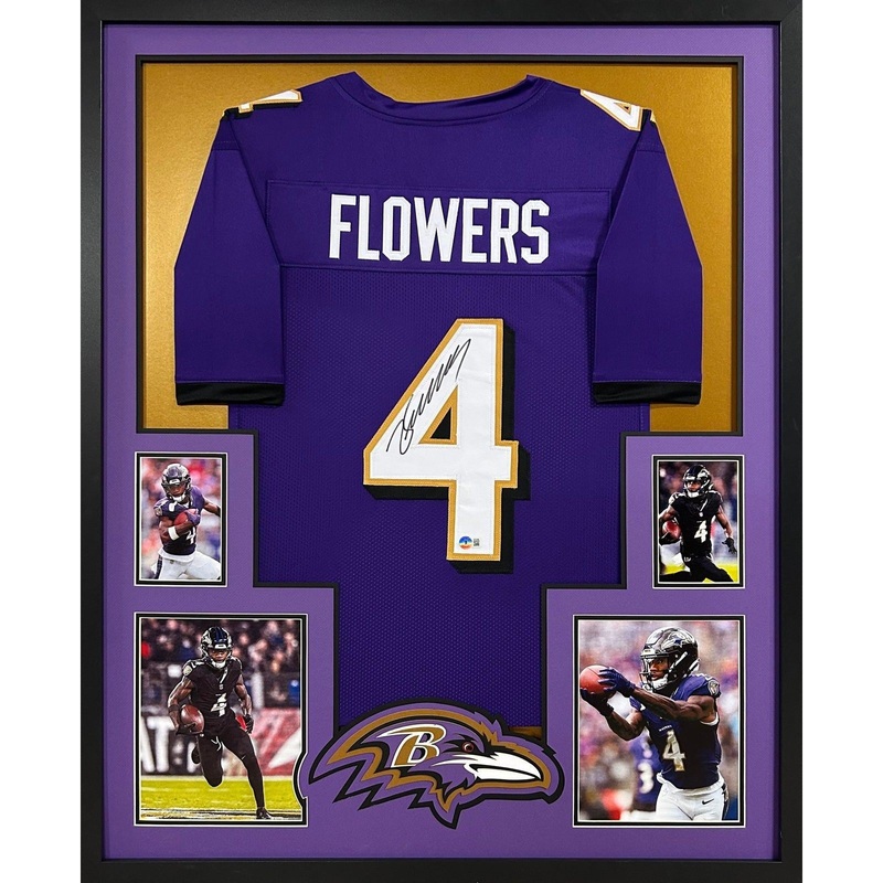 Zay Flowers Autographed Signed Framed Purple Baltimore Ravens Jersey BECKETT