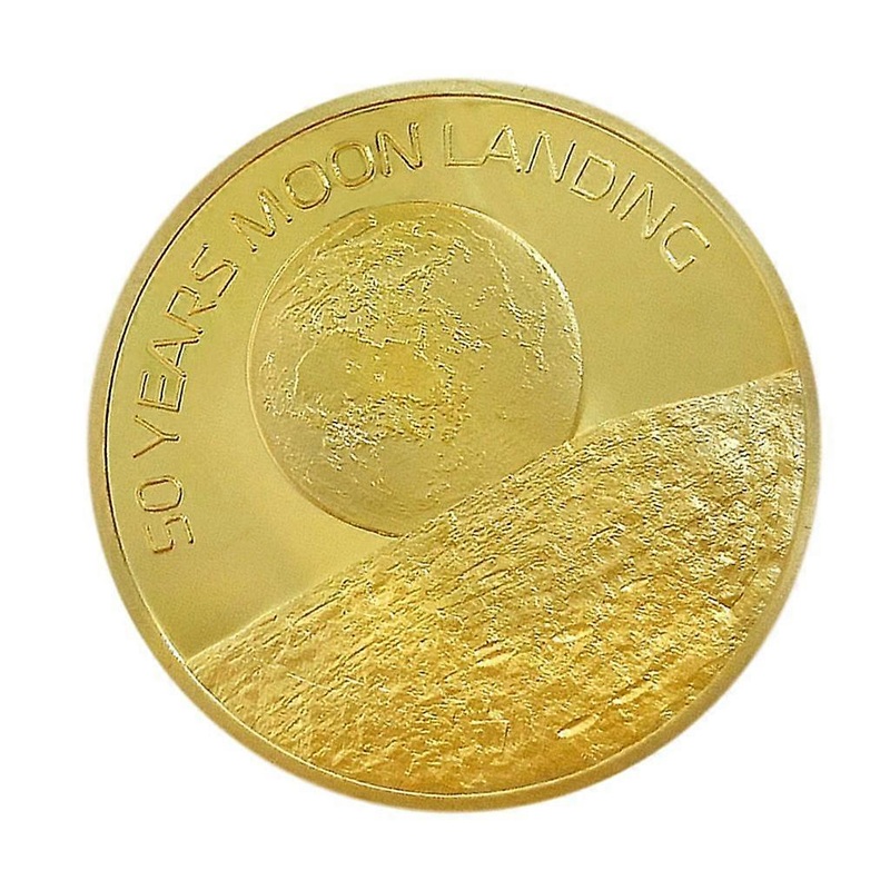 2019 US 50th Anniversary Moon Landing Gold Plated Commemorative Coin Arts