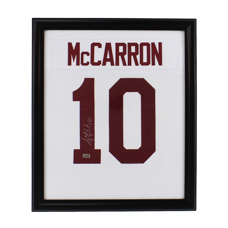 AJ McCarron Signed Alabama Framed Custom White Jersey