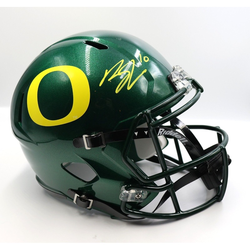 Bo Nix Autographed Dark Green Oregon Ducks Full-Size Replica Speed Beckett COA