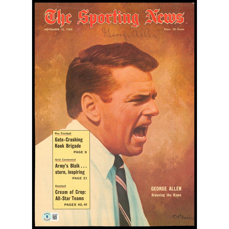 George Allen Autographed Sporting News Magazine Cover Rams Beckett #AD43590