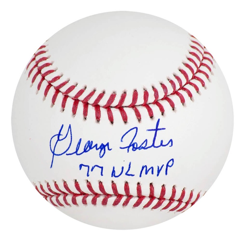 George Foster Signed Rawlings Official MLB Baseball w/77 NL MVP – (SCHWARTZ COA)