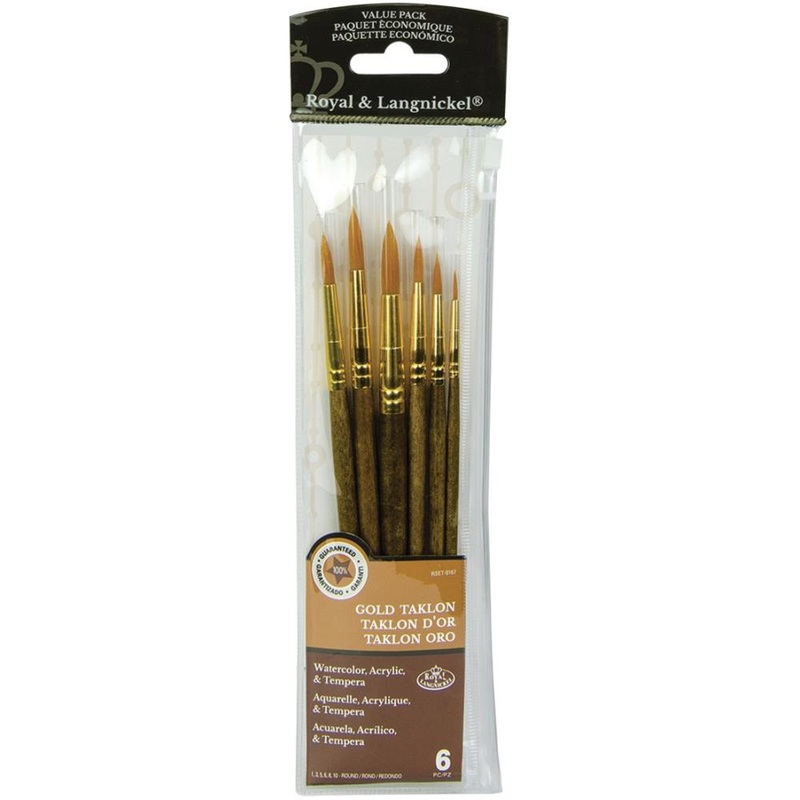 Gold Taklon Value Pack Brush Set Round 6/Pkg