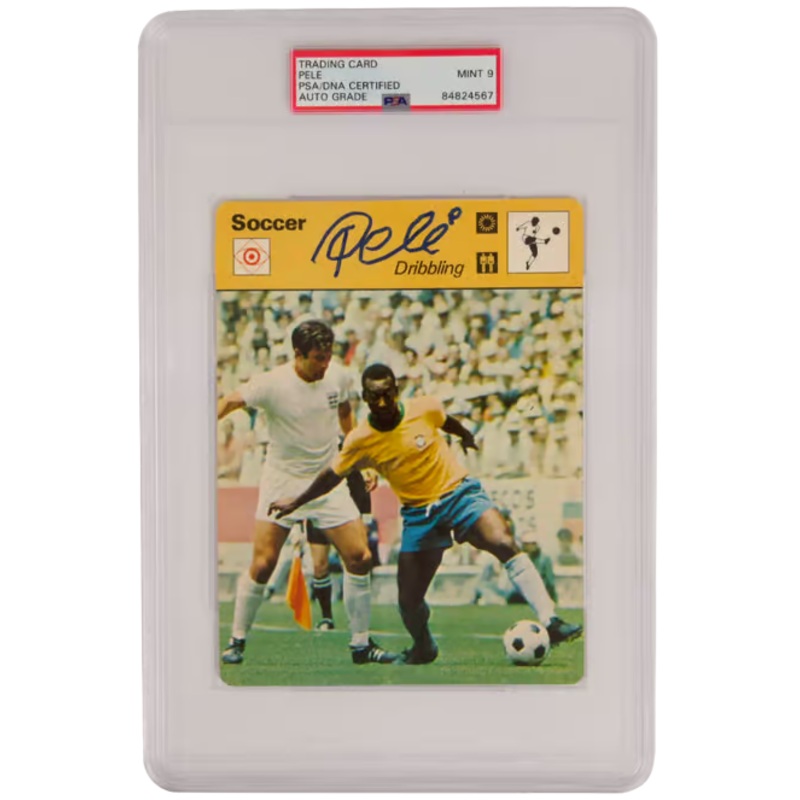 Pele Signed Brazil The Skill of Ball Control Large Soccer Card – PSA 9 Autograph