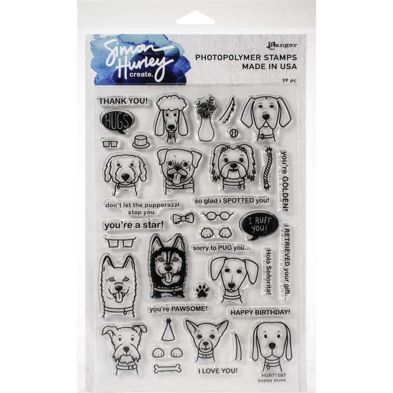 Simon Hurley create. Cling Stamps 6X9 Puppy Puns