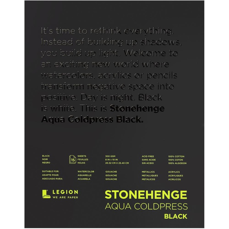 Stonehenge Aqua Block Coldpress Pad 8X10 15 Sheets/Pkg Black 140lb