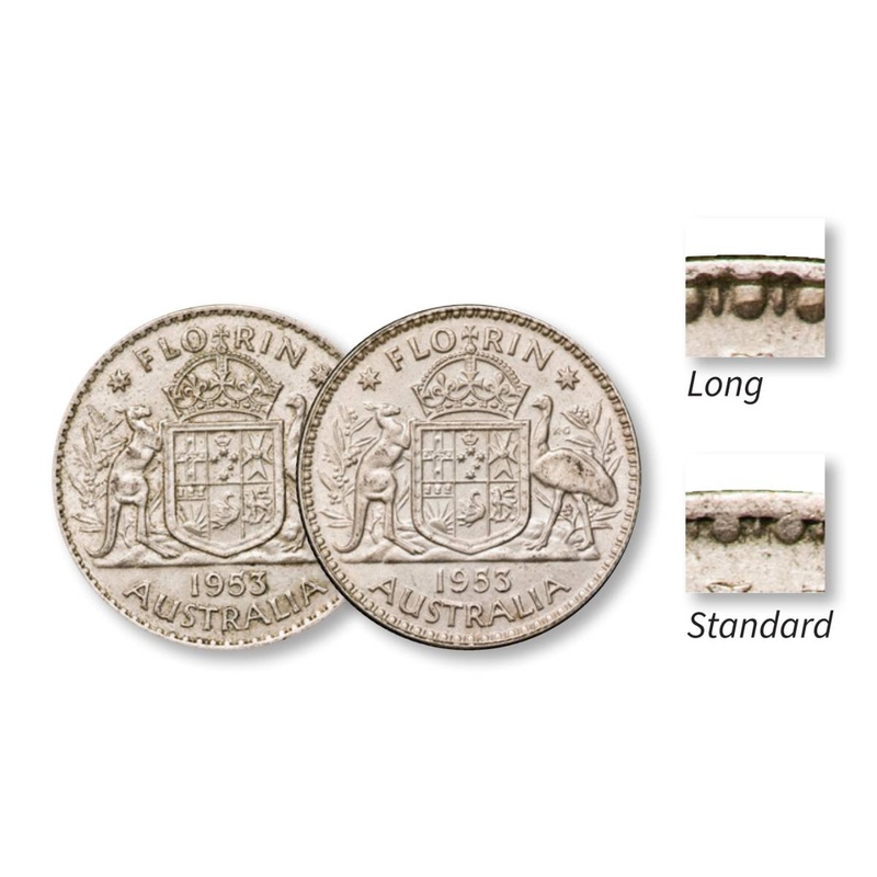 1953 2/- Long and Standard Dentical Fine-Very Fine 2-Coin Pair