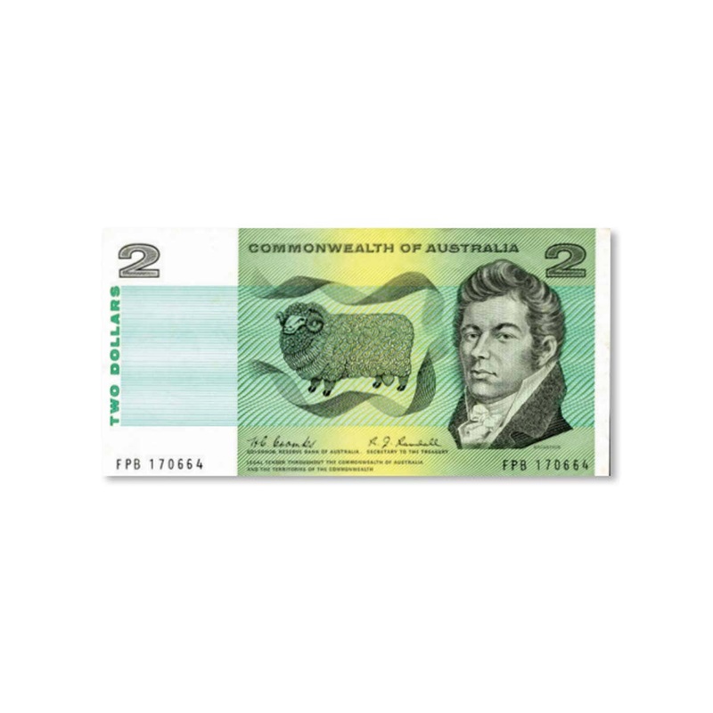 1968 $2 R81 Coombs/Randall Banknote Fine-Very Fine