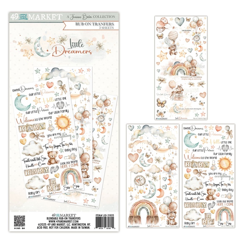 49 and Market Little Dreamer 612 Rub-on Transfer Set