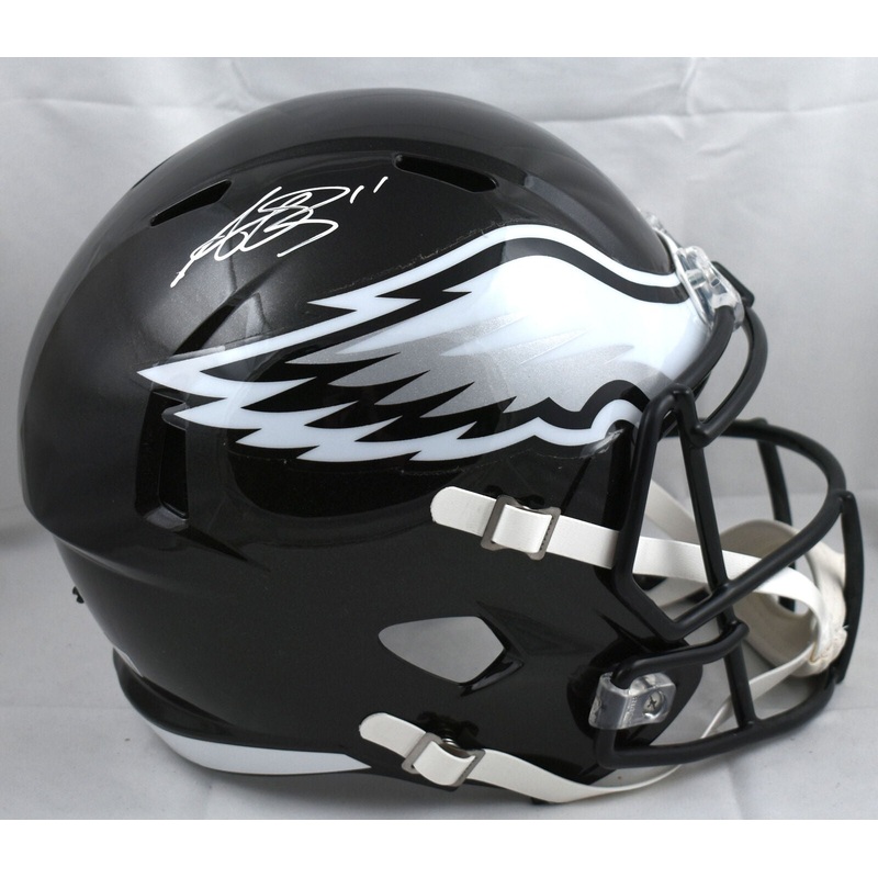 AJ Brown Autographed Eagles F/S ALT 2022 Speed Helmet- Beckett W Holo *White