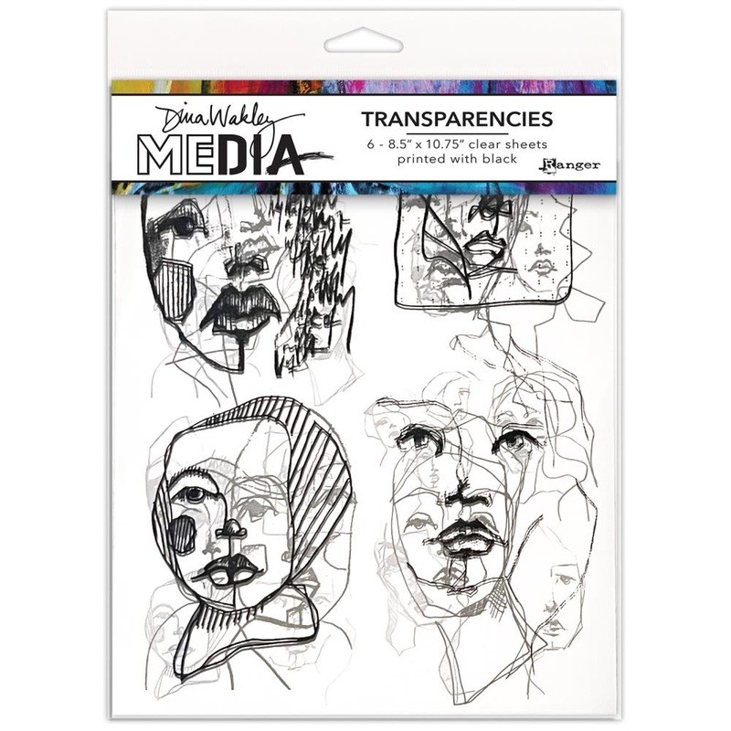 Dina Wakley Media Transparencies 8.5X10.75 6/Pkg Abstract Portraits Set 2
