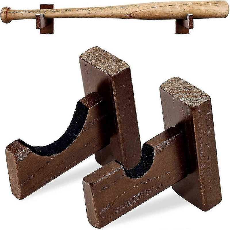 Solid Wood Baseball Bat Display Wall Mount & Softball Bat Rack – Horizontal Holder with Soft Felt & Hidden Screws for Secure Mounting
