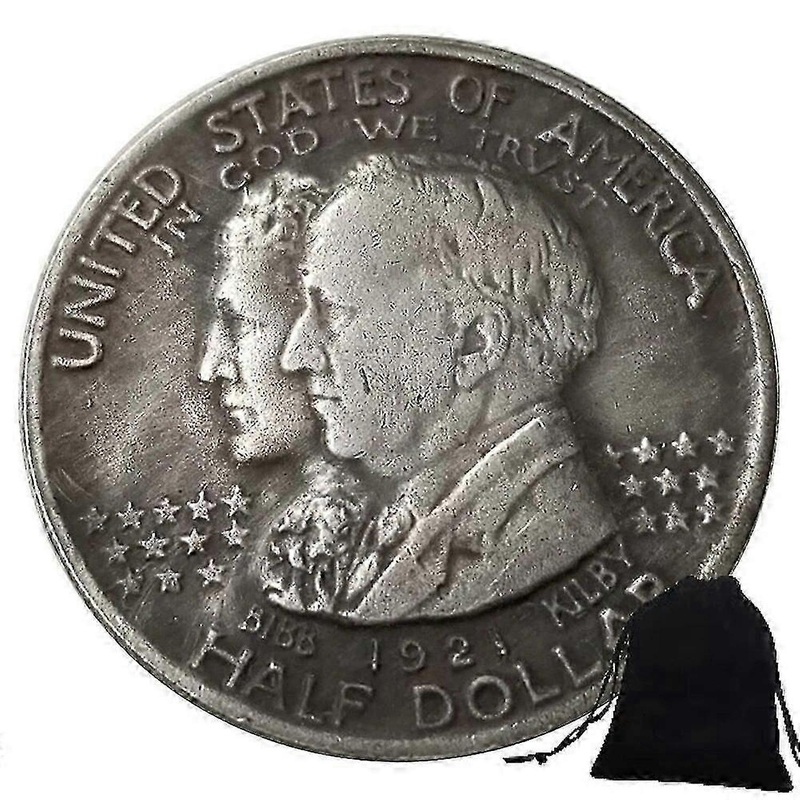 1921 Luxury Alabama Half Dollar US Art Coins America Memorial Pocket Coin Commemorative Morgan Dollar Lucky Coin+Gift Bag
