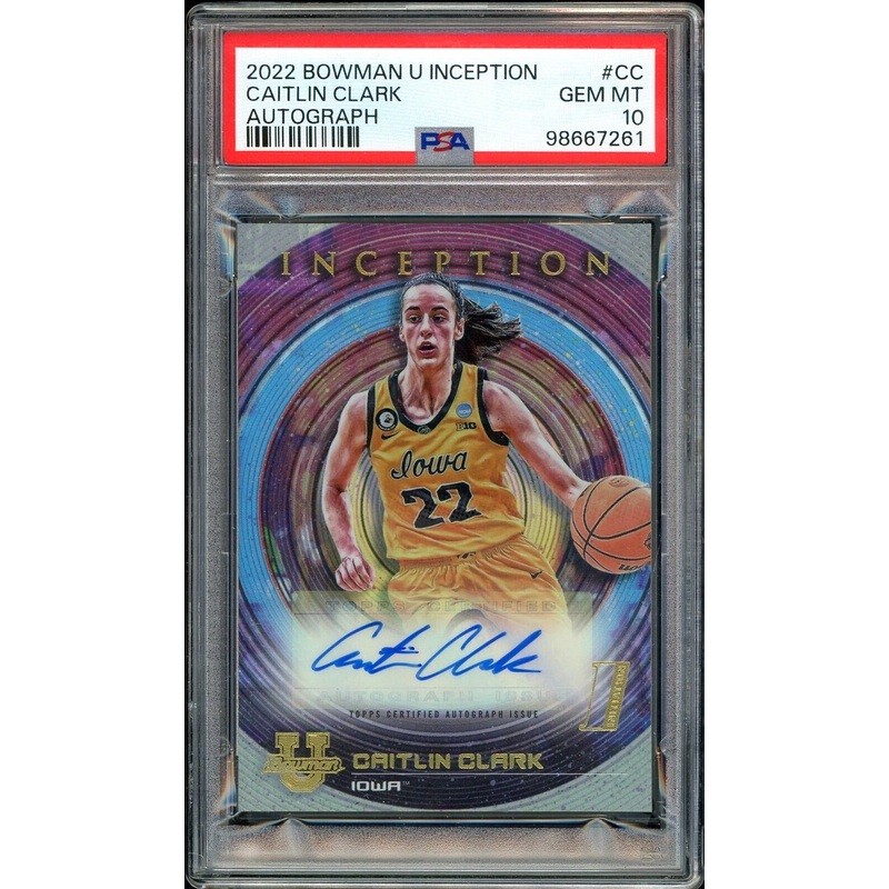 2022 Bowman University Inception Iowa #BIA-CC Caitlin Clark Auto PSA 10 GEM MINT