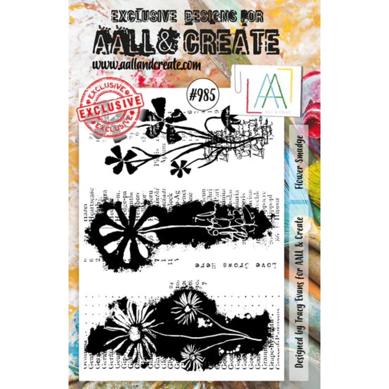 AALL & CREATE #985 – A5 STAMP SET – FLOWER SMUDGE