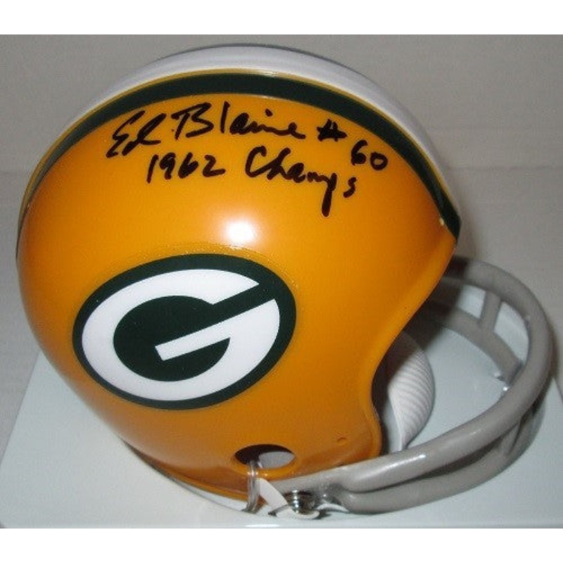 Green Bay Packers ED BLAINE Signed Mini Helmet Auto w/ ’62 CHAMPS