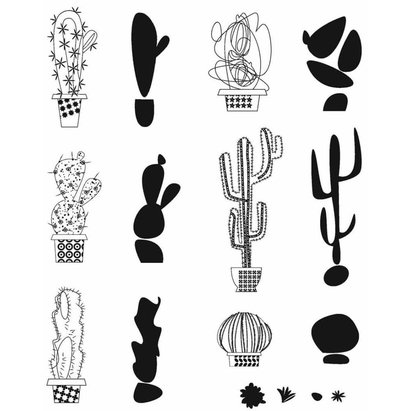 Tim Holtz Cling Stamps 7X8.5 Mod Cactus