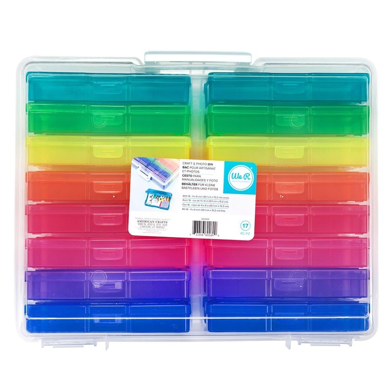 We R Craft & Photo Translucent Plastic Storage 15X12X5, W/16 Mini Cases