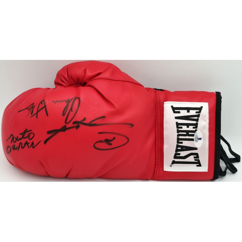 Boxing Greats Autographed Boxing Glove 3 Sig Leonard Hearns Duran Beckett A01372