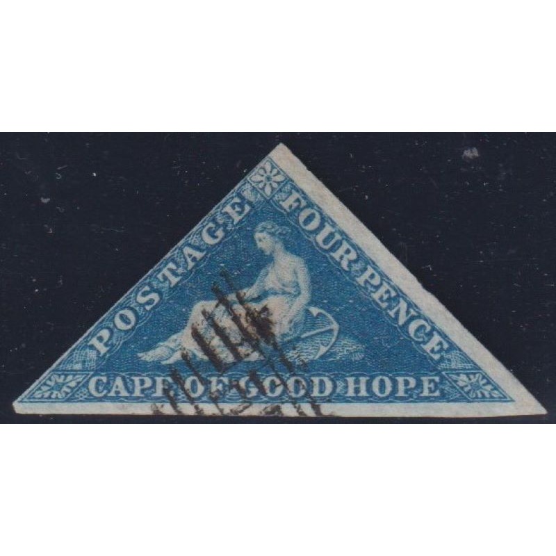 CAPE OF GOOD HOPE 1853 4d DEEP BLUE  TRIANGLE FINE USED (3)