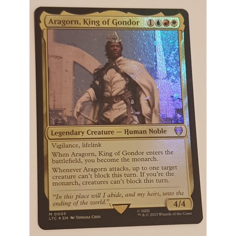 Magic the Gathering Lord of the Rings Aragorn, King of Gondor LTC #005 Foil Trading Card